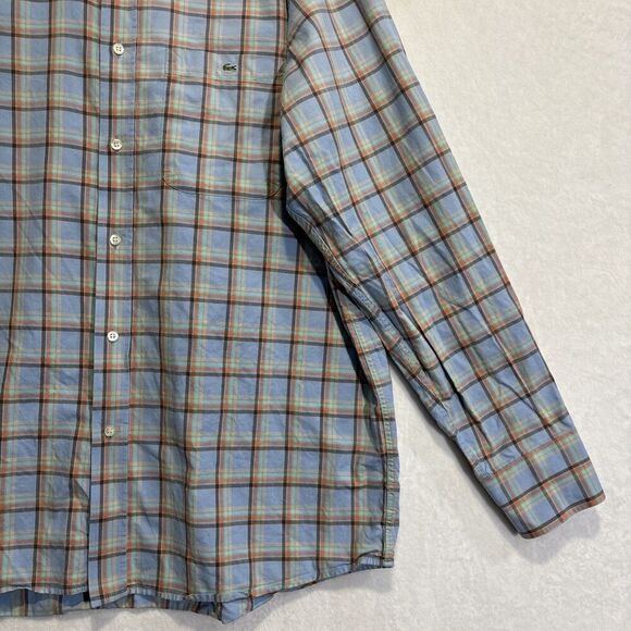 Lacoste Men's Shirt Size 44 XL  Multicolor Plaid Cotton Long Sleeve Button Down - Picture 5 of 15